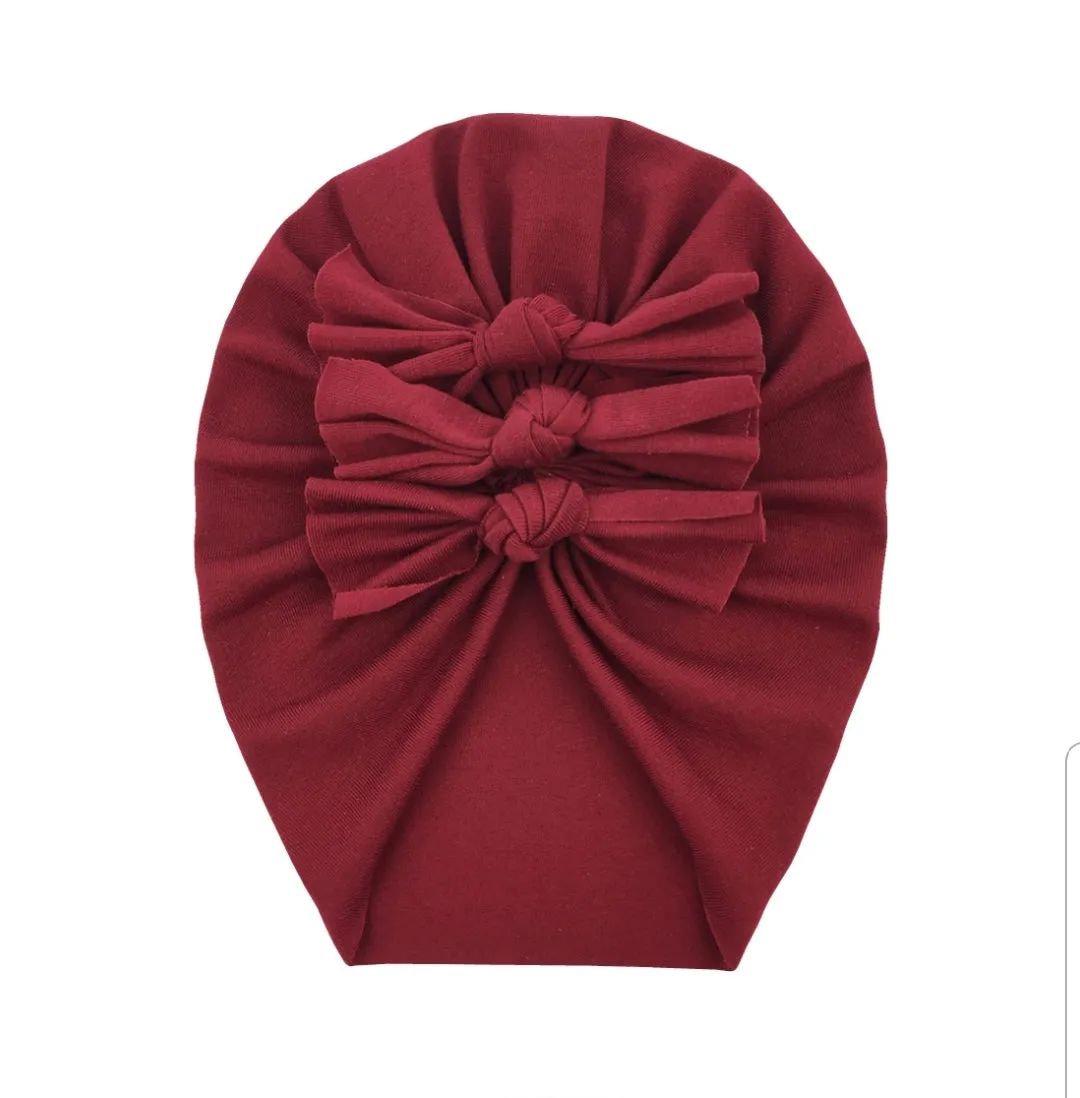 Trio Ruffle Bow Turban / Caps