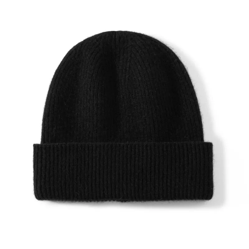 Unisex Cashmere Cable Knit Beanie Ribbing Cuffs Cashmere Winter Hat