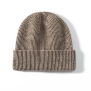 Unisex Cashmere Cable Knit Beanie Ribbing Cuffs Cashmere Winter Hat