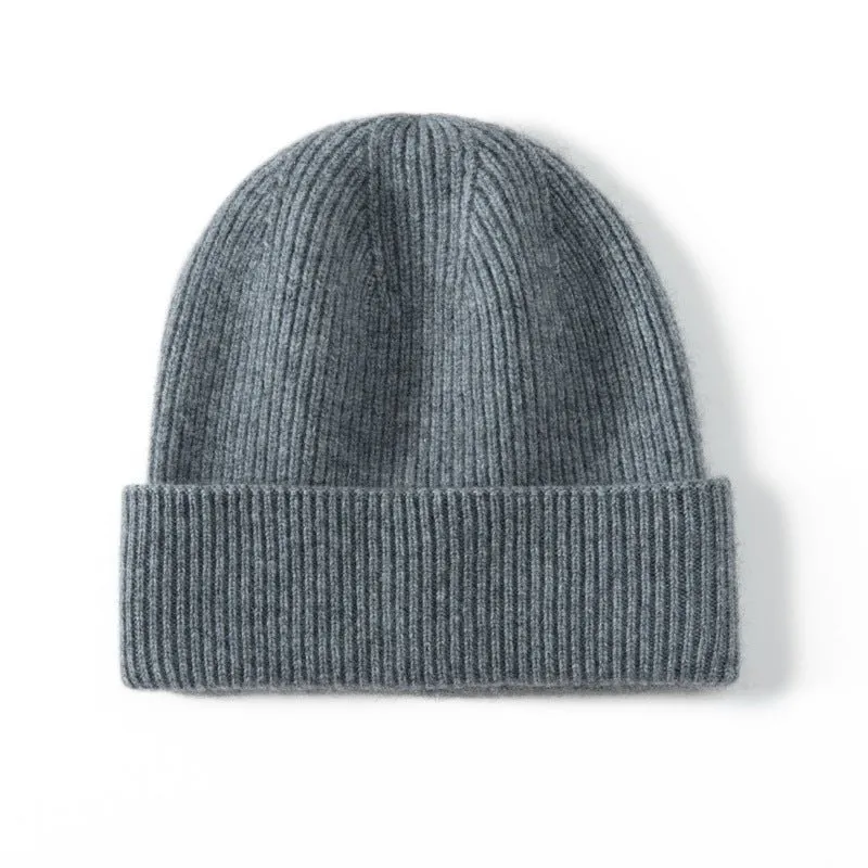 Unisex Cashmere Cable Knit Beanie Ribbing Cuffs Cashmere Winter Hat