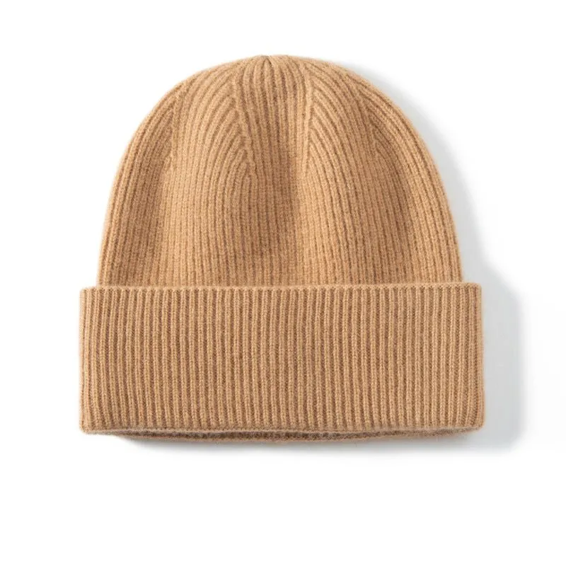 Unisex Cashmere Cable Knit Beanie Ribbing Cuffs Cashmere Winter Hat