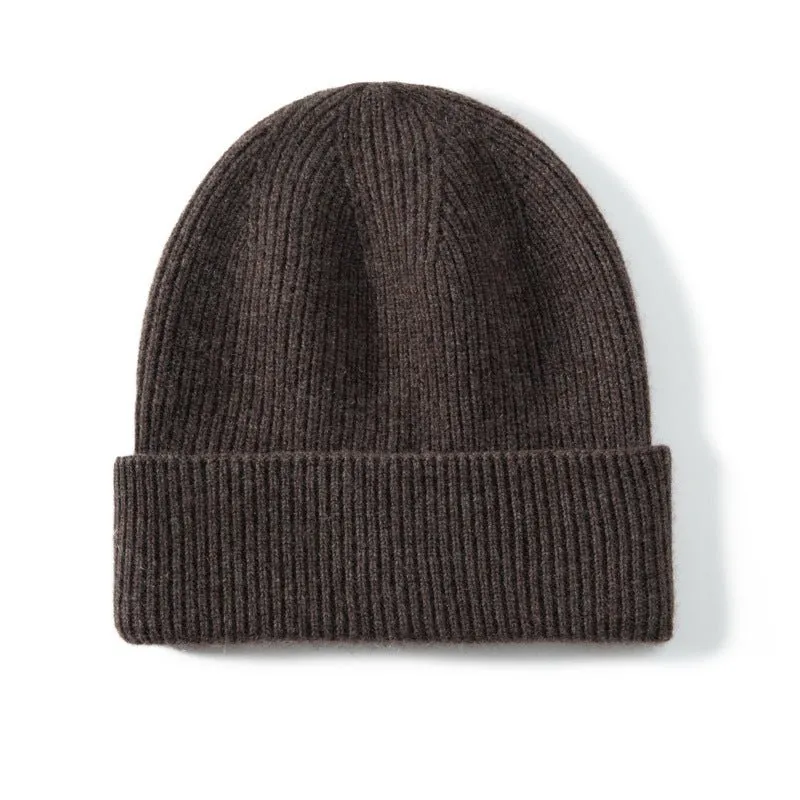 Unisex Cashmere Cable Knit Beanie Ribbing Cuffs Cashmere Winter Hat