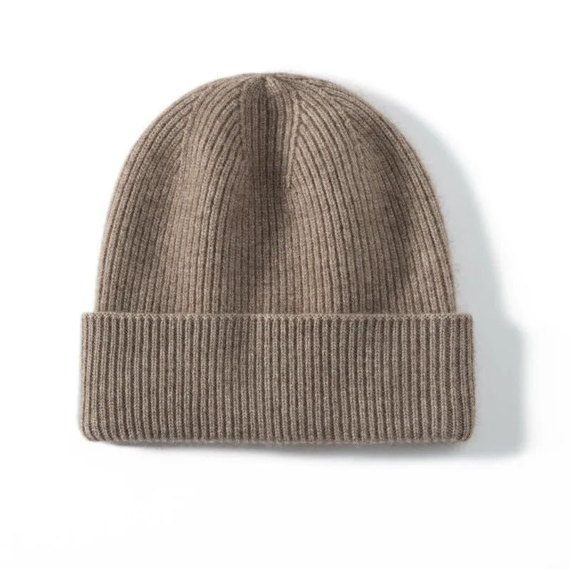 Unisex Cashmere Cable Knit Beanie Ribbing Cuffs Cashmere Winter Hat
