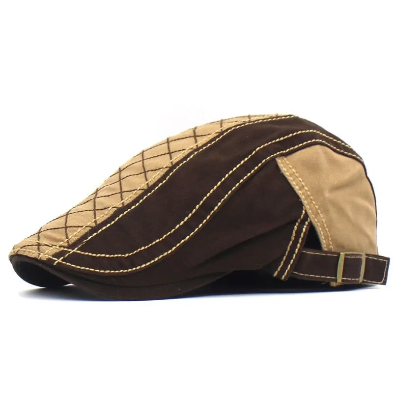 Unisex Retro Berets Hat Cotton Visors Embroidery Letter Flat Caps