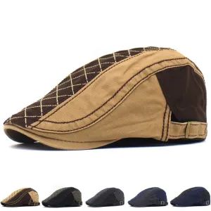 Unisex Retro Berets Hat Cotton Visors Embroidery Letter Flat Caps