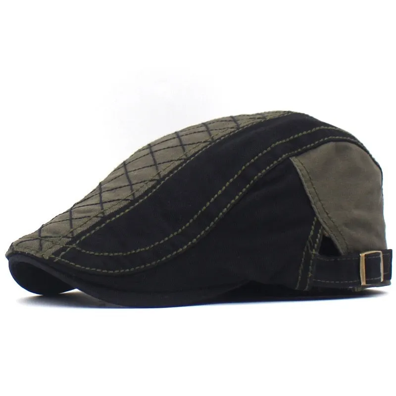 Unisex Retro Berets Hat Cotton Visors Embroidery Letter Flat Caps