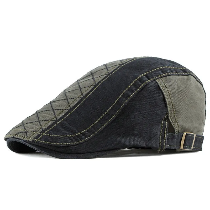 Unisex Retro Berets Hat Cotton Visors Embroidery Letter Flat Caps