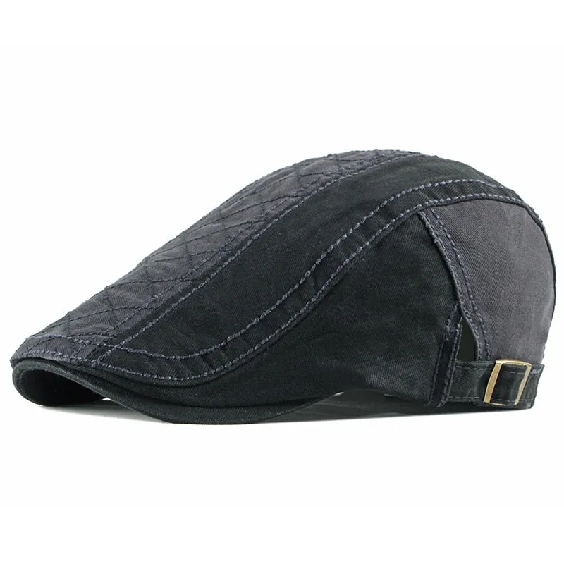 Unisex Retro Berets Hat Cotton Visors Embroidery Letter Flat Caps