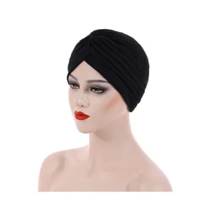US 1-2 Pack Turban For Women Soft Head Wrap Pleated Loss Cap Chemo Hat Hair