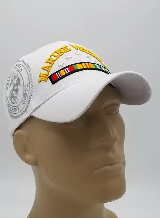 Vietnam Veteran U.S. Marine Corps Hat, United States Marines White Baseball Cap, Officially Licensed