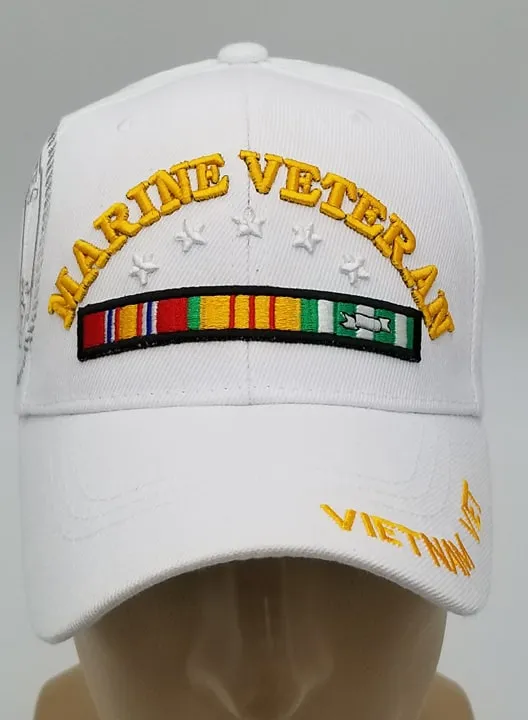Vietnam Veteran U.S. Marine Corps Hat, United States Marines White Baseball Cap, Officially Licensed