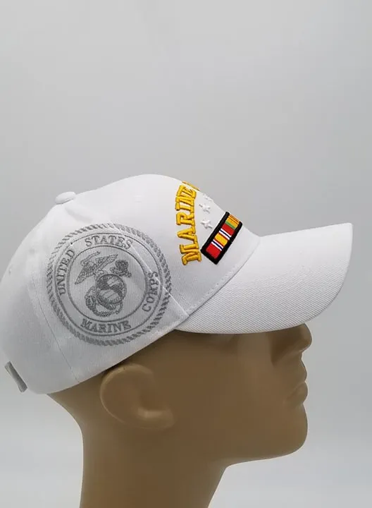 Vietnam Veteran U.S. Marine Corps Hat, United States Marines White Baseball Cap, Officially Licensed
