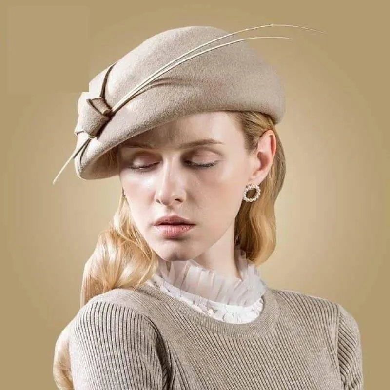 Vintage Pillbox Fascinator Felt  Beret