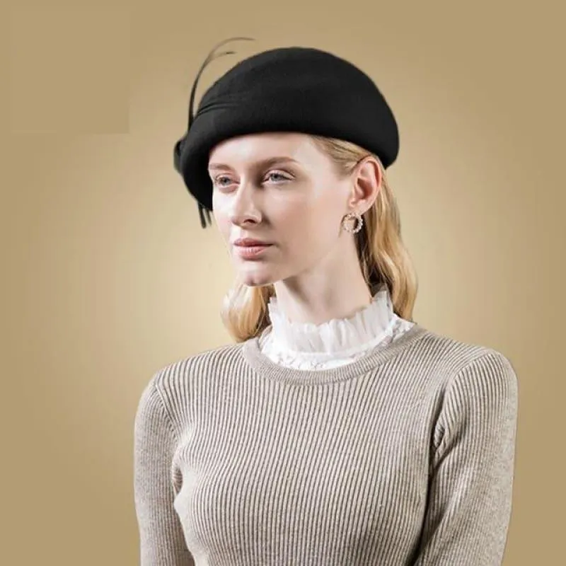 Vintage Pillbox Fascinator Felt  Beret