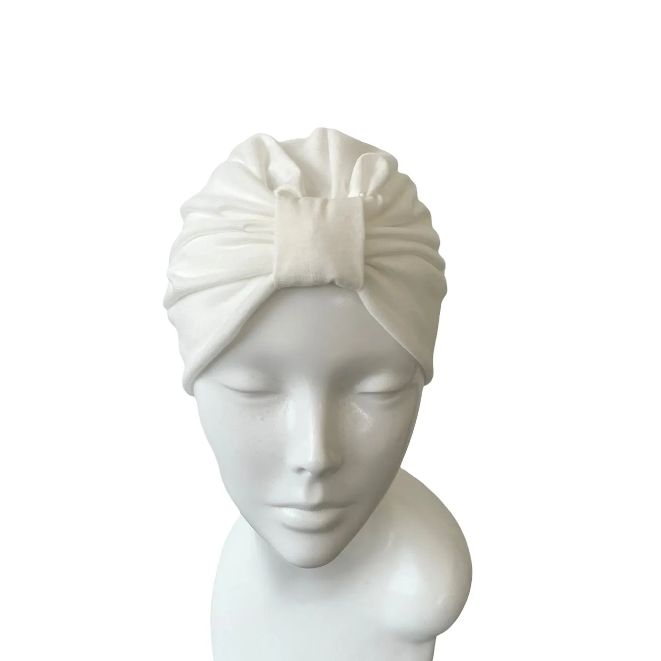 White Summer Turban Head Wrap Hat
