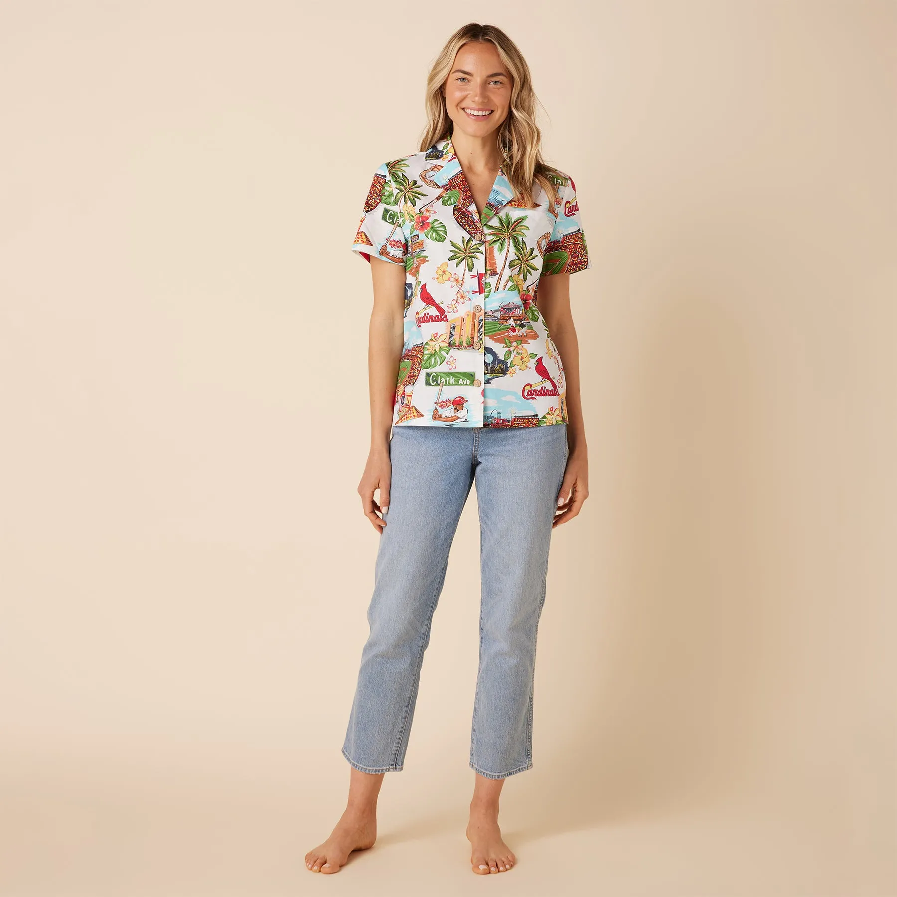WOMEN'S ST. LOUIS CARDINALS SCENIC CAMP SHIRT