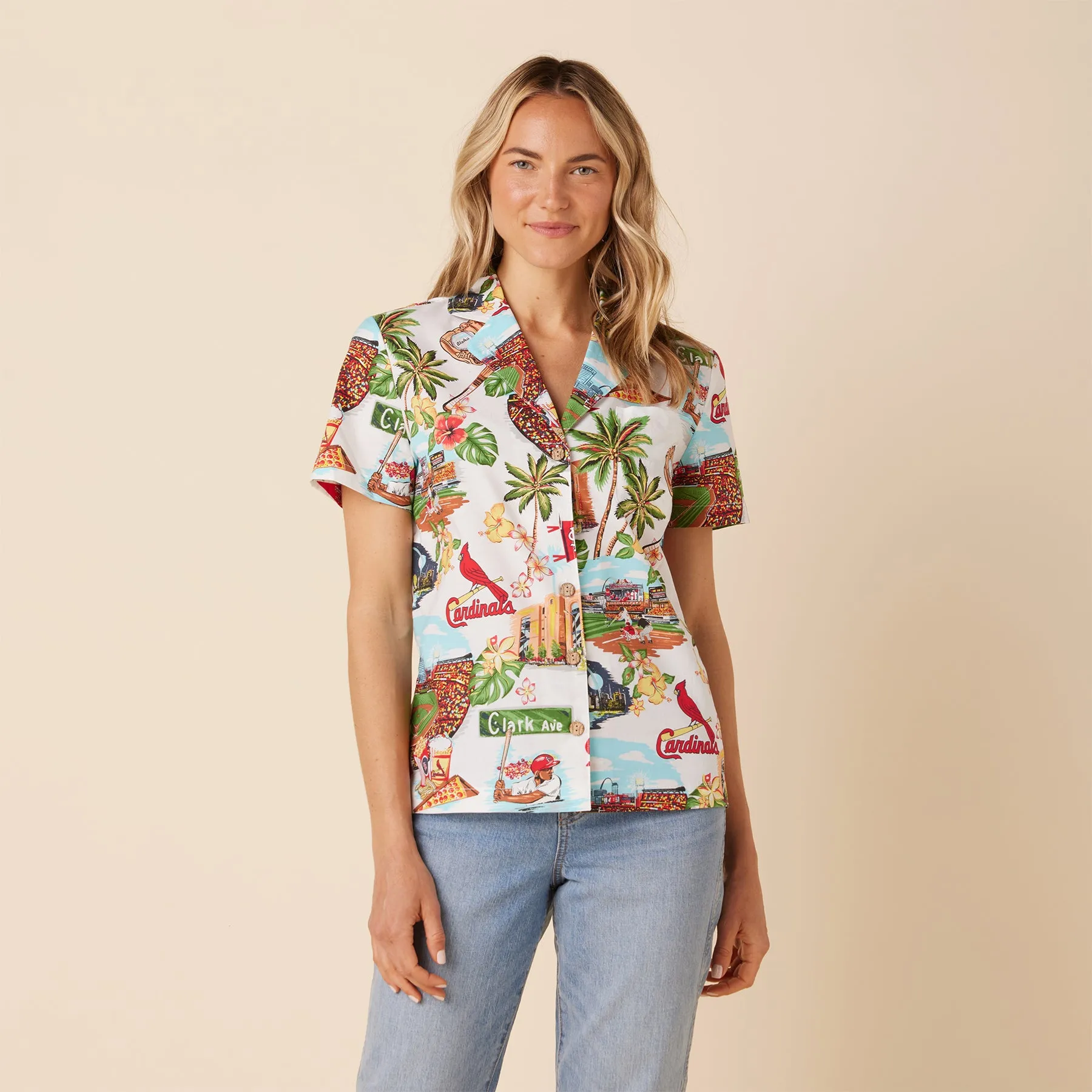 WOMEN'S ST. LOUIS CARDINALS SCENIC CAMP SHIRT