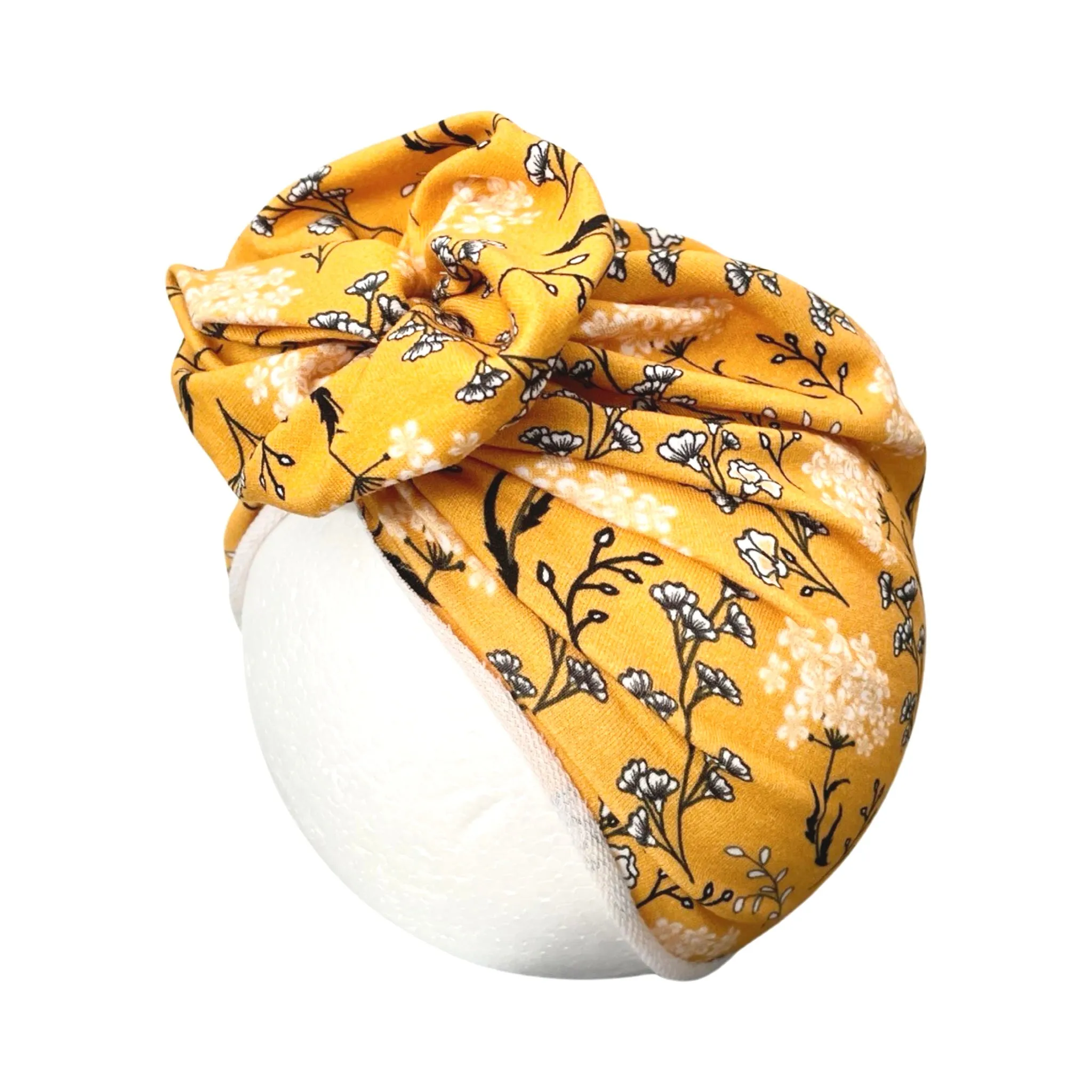 Yellow Floral Boho Baby Turban 6-18months
