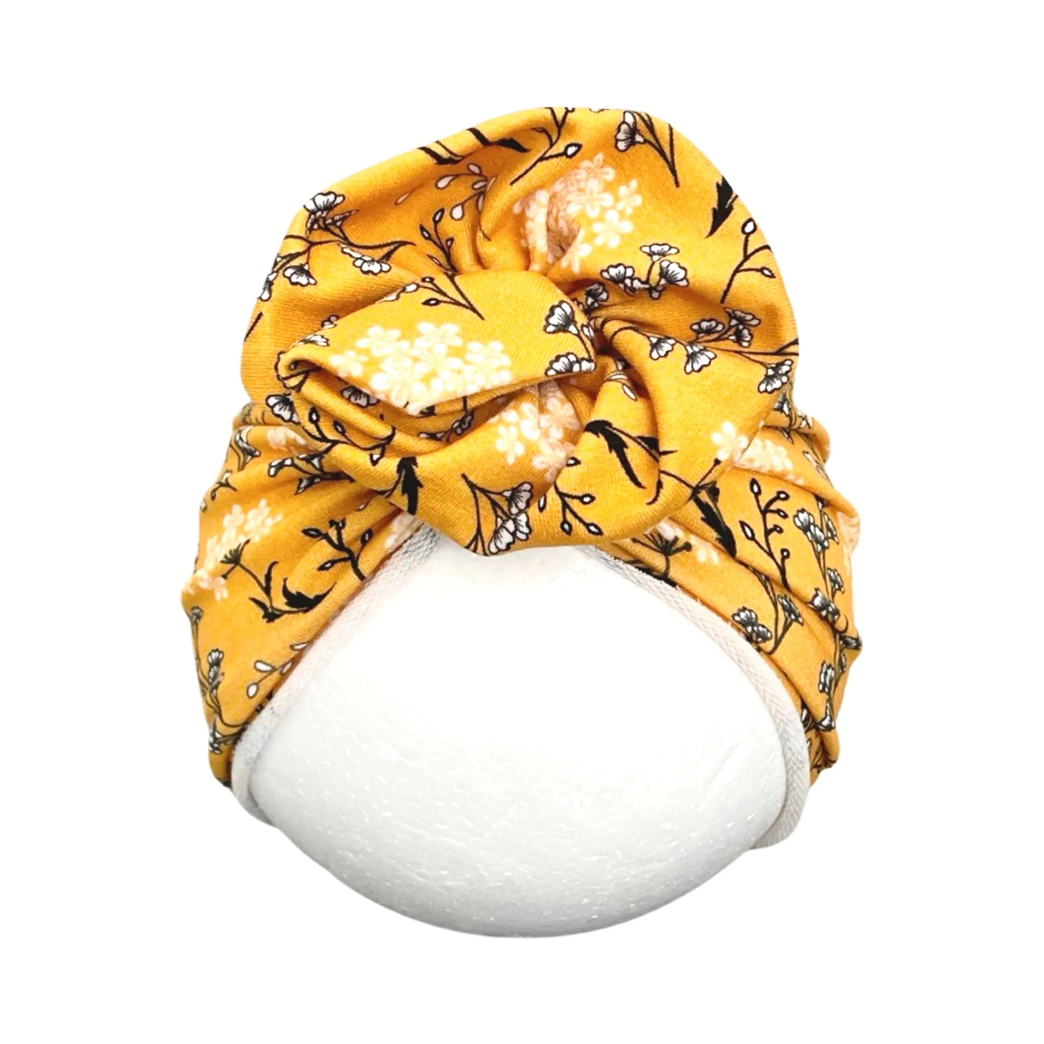 Yellow Floral Boho Baby Turban 6-18months