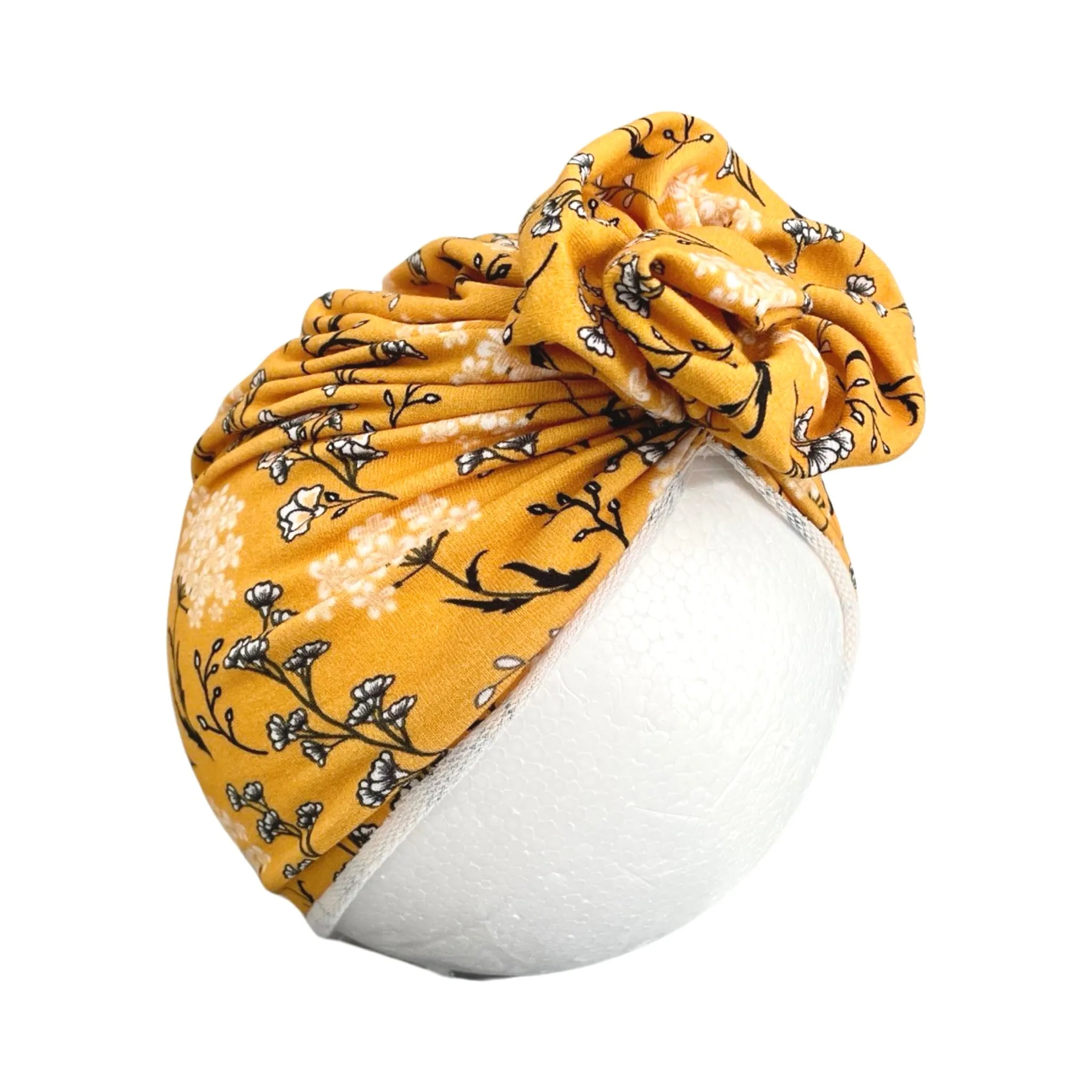 Yellow Floral Boho Baby Turban 6-18months